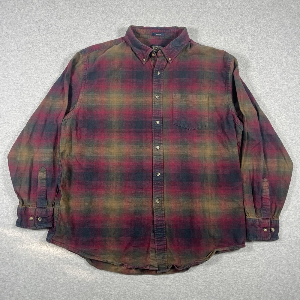 Pendleton Shirt Mens XXL Red Button Down Flannel 100% Cotton Mason Plaid Casual